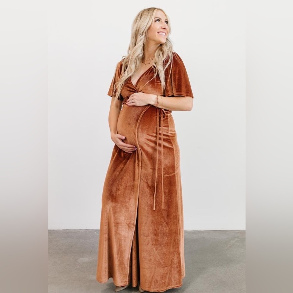 NWT Baltic Born Meghan Velvet Wrap Maxi Dress Spice Rust Brown Size XXXL or 3X